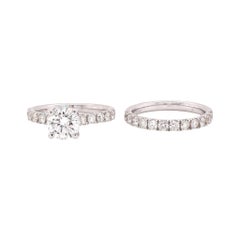 14 Karat White Gold Diamond Engagement Ring with Matching Diamond Wedding Band