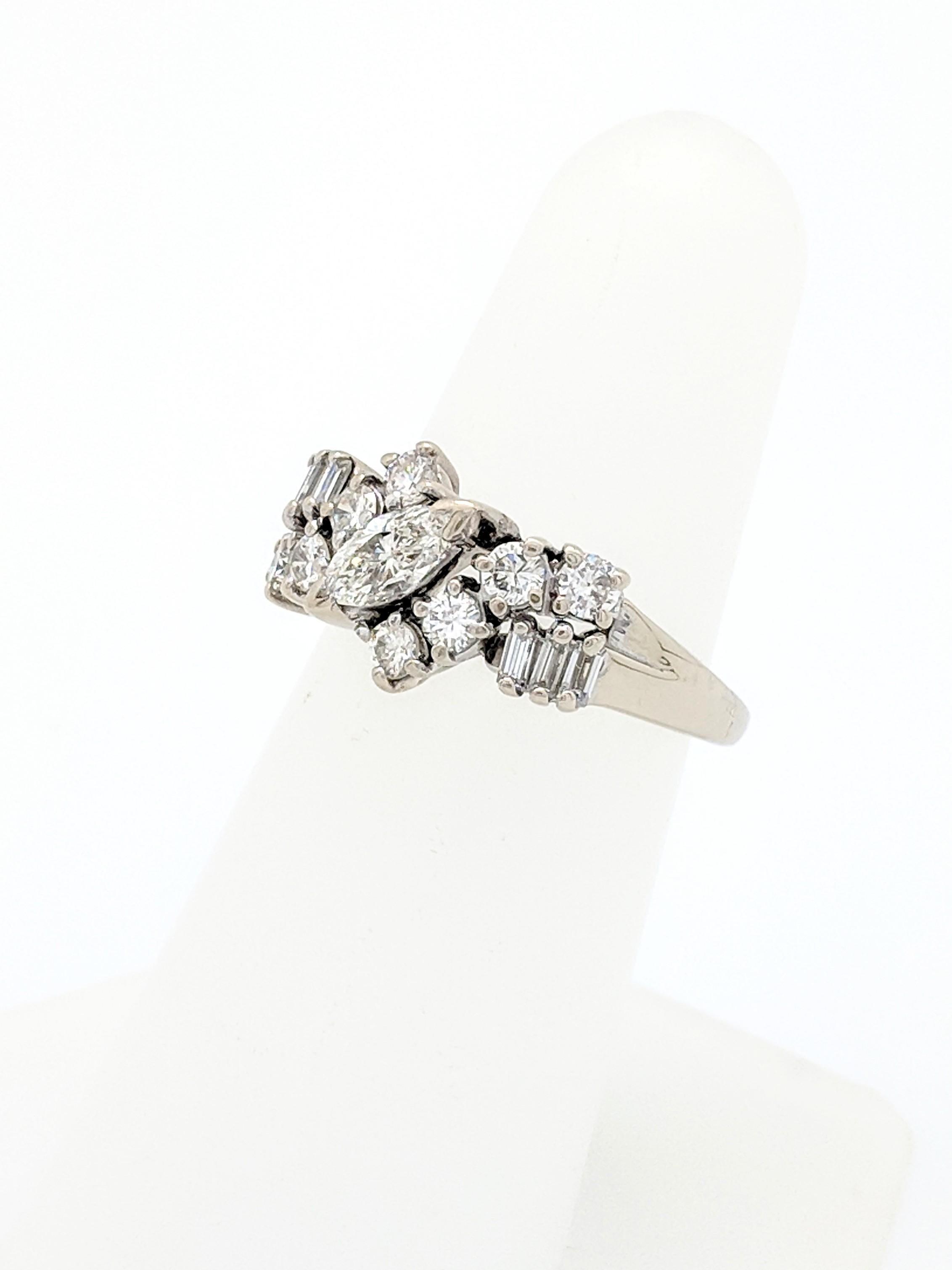 14 Karat White Gold Diamond Estate Ring For Sale 5