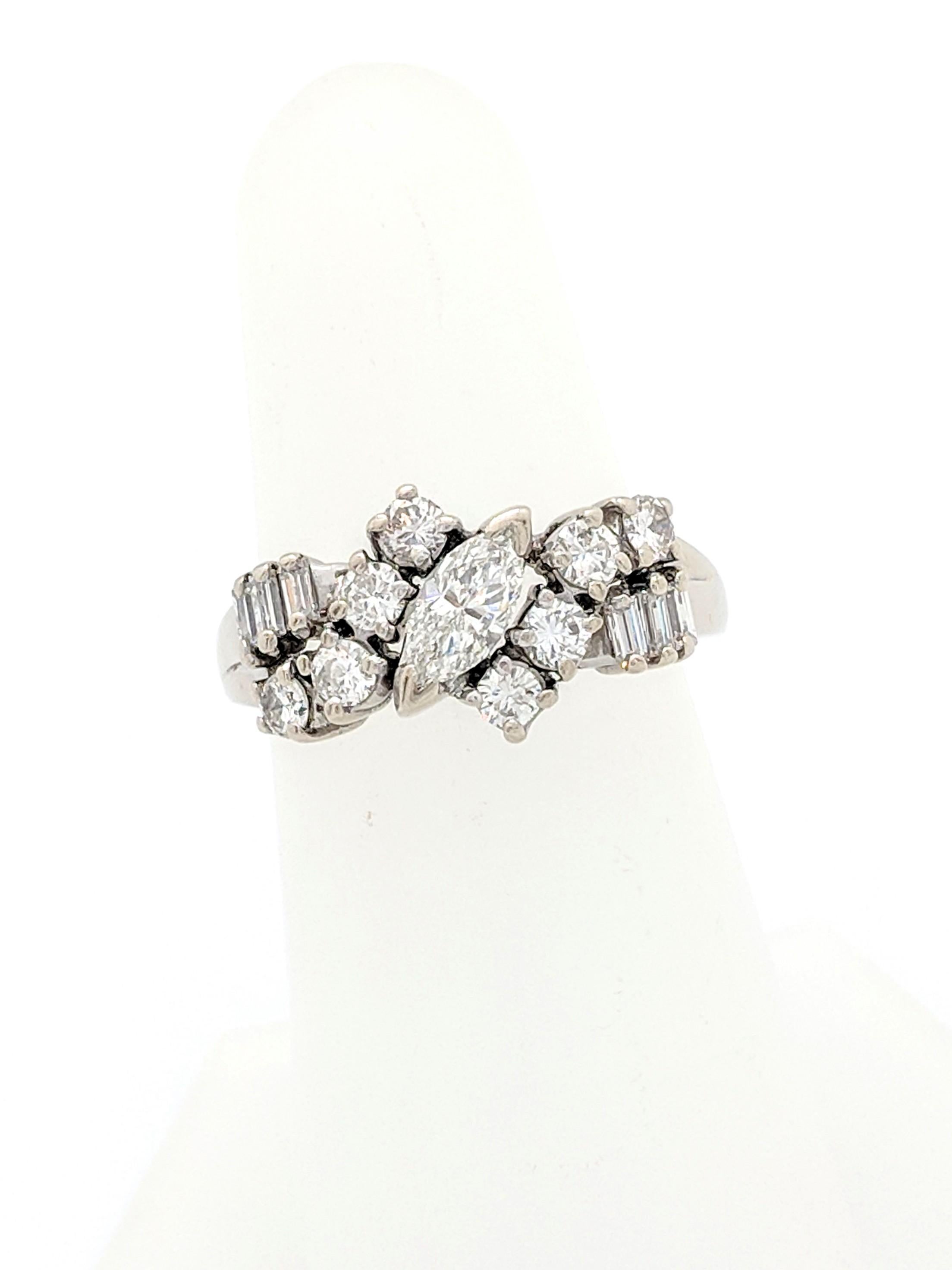 14 Karat White Gold Diamond Estate Ring For Sale 2