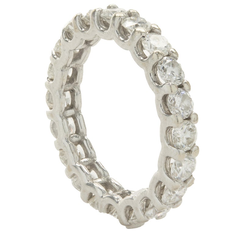 14 Karat White Gold Diamond Eternity Band For Sale at 1stDibs