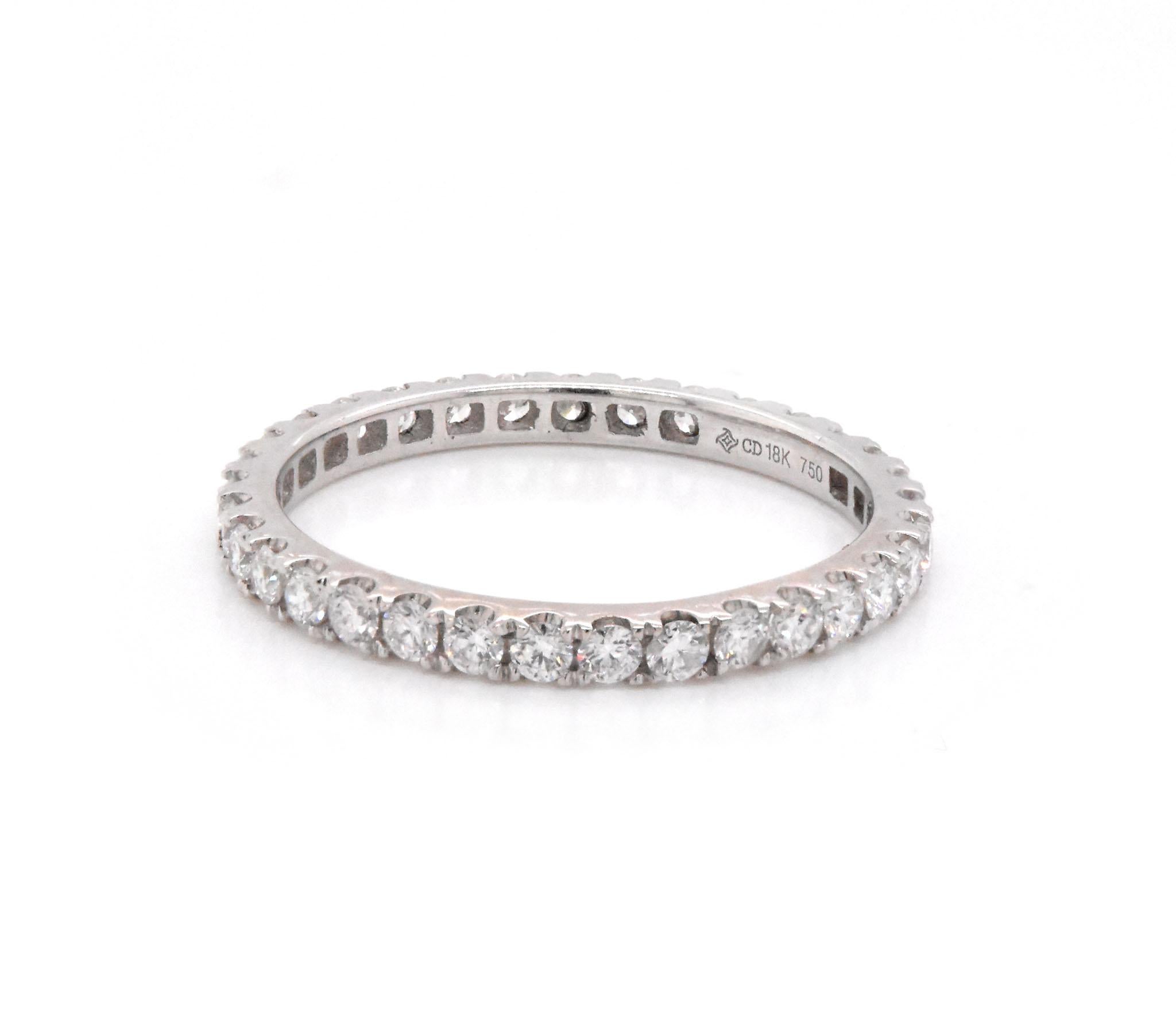 Round Cut 14 Karat White Gold Diamond Eternity Band