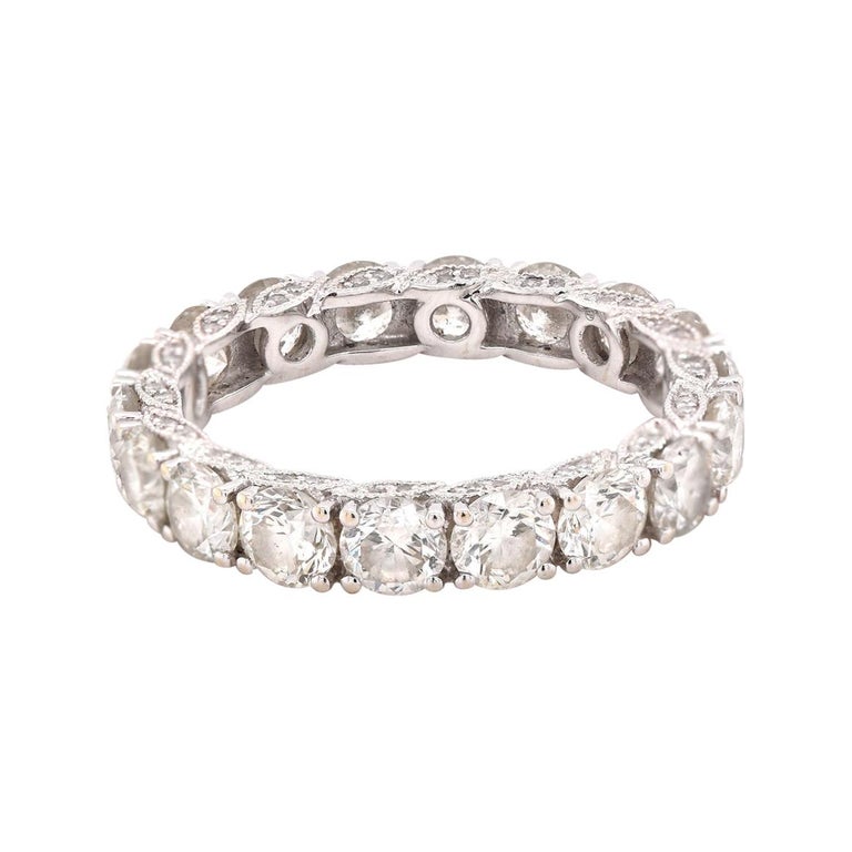 14 Karat White Gold Diamond Eternity Band For Sale at 1stDibs