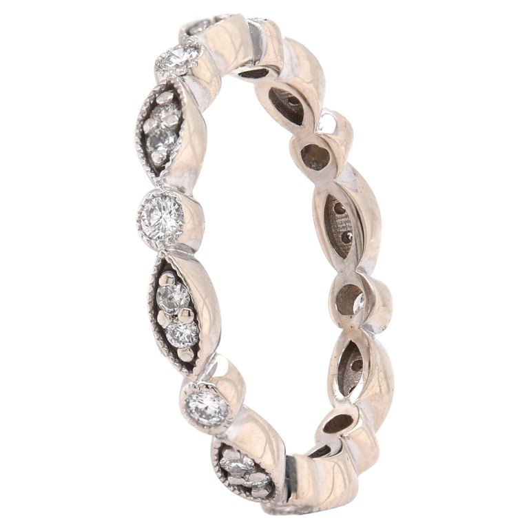 14 Karat White Gold Diamond Eternity Band For Sale at 1stDibs