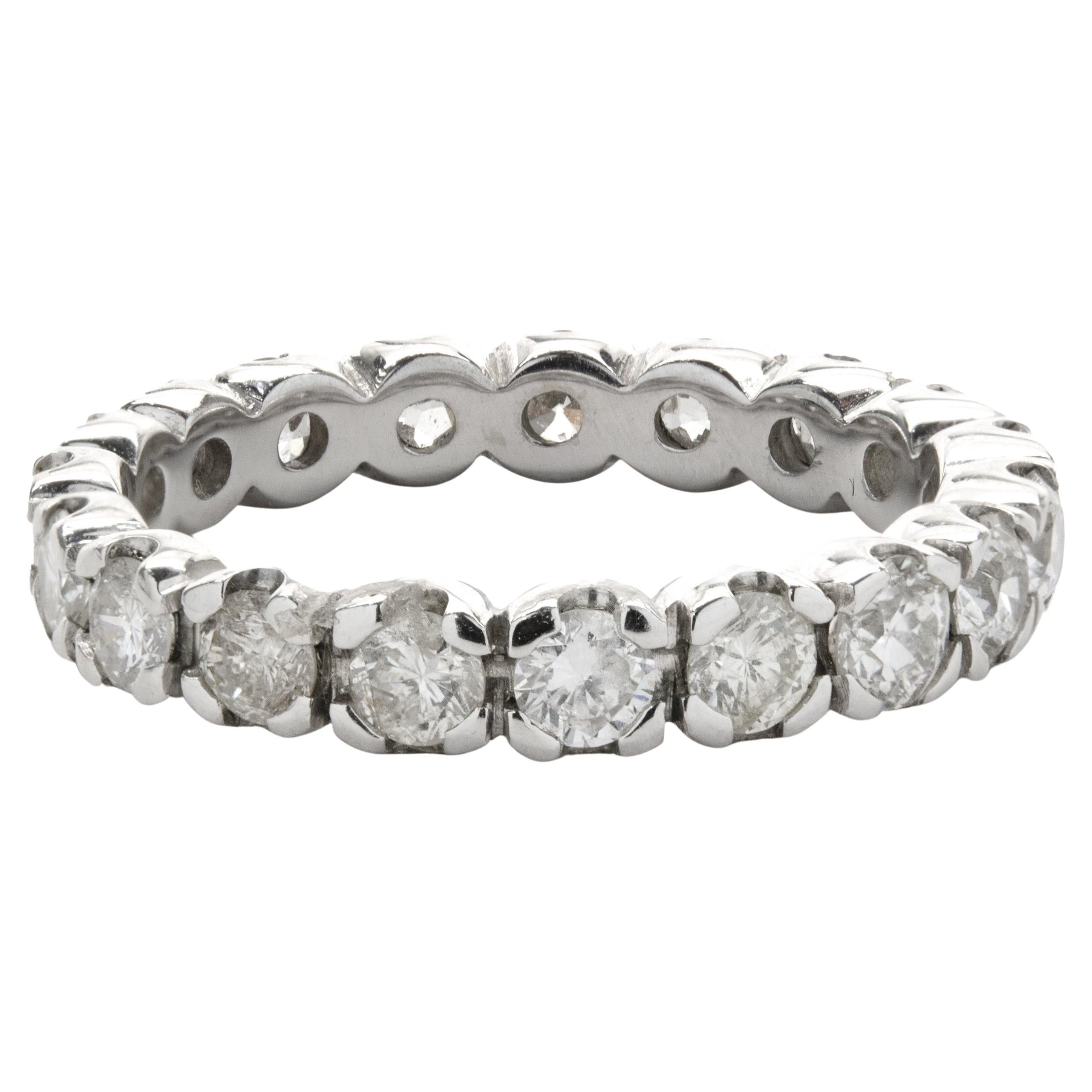 14 Karat White Gold Diamond Eternity Wedding Band at 1stDibs