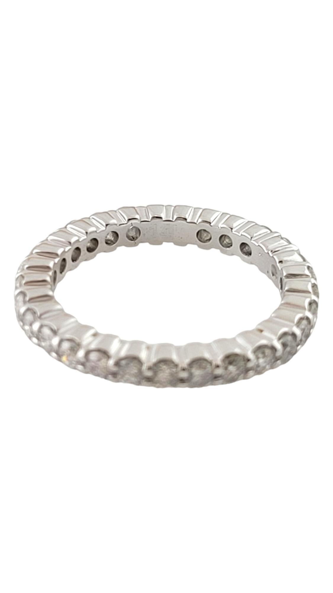 14 Karat White Gold Diamond Eternity Band Ring Size 5.5 #16986 In Good Condition For Sale In Washington Depot, CT
