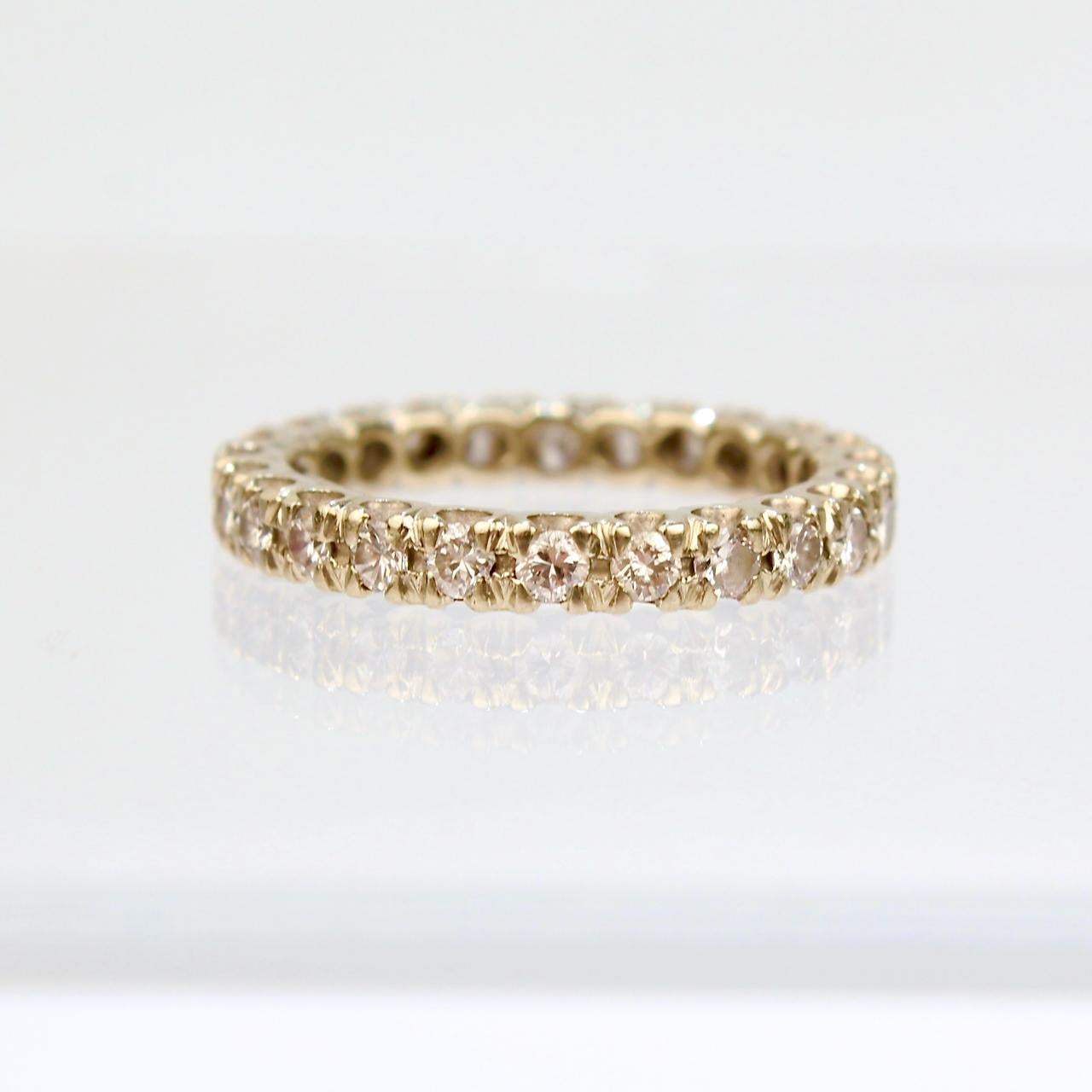 Women's 14 Karat White Gold and Diamond Eternity Band Wedding Ring For Sale