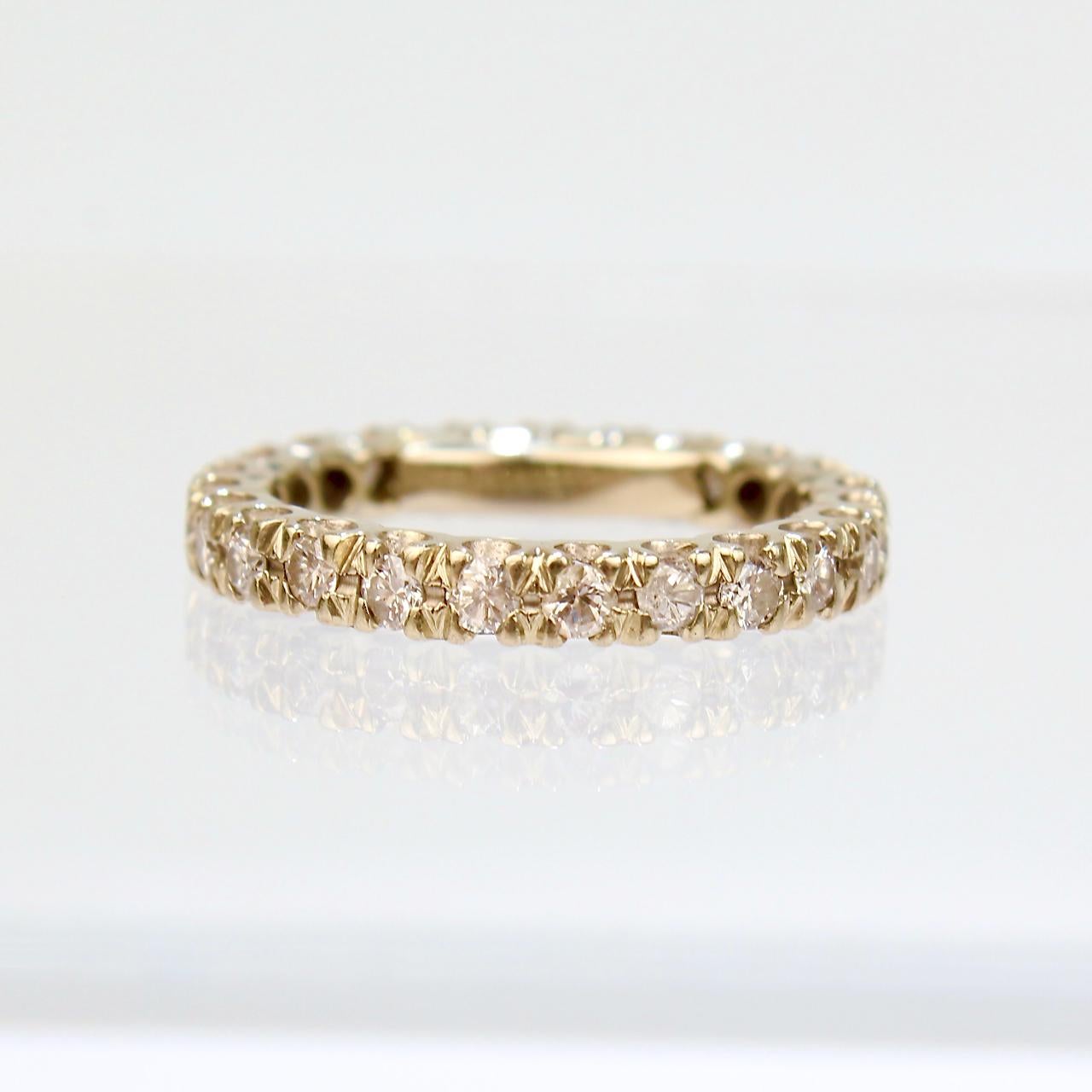14 Karat White Gold and Diamond Eternity Band Wedding Ring For Sale 1