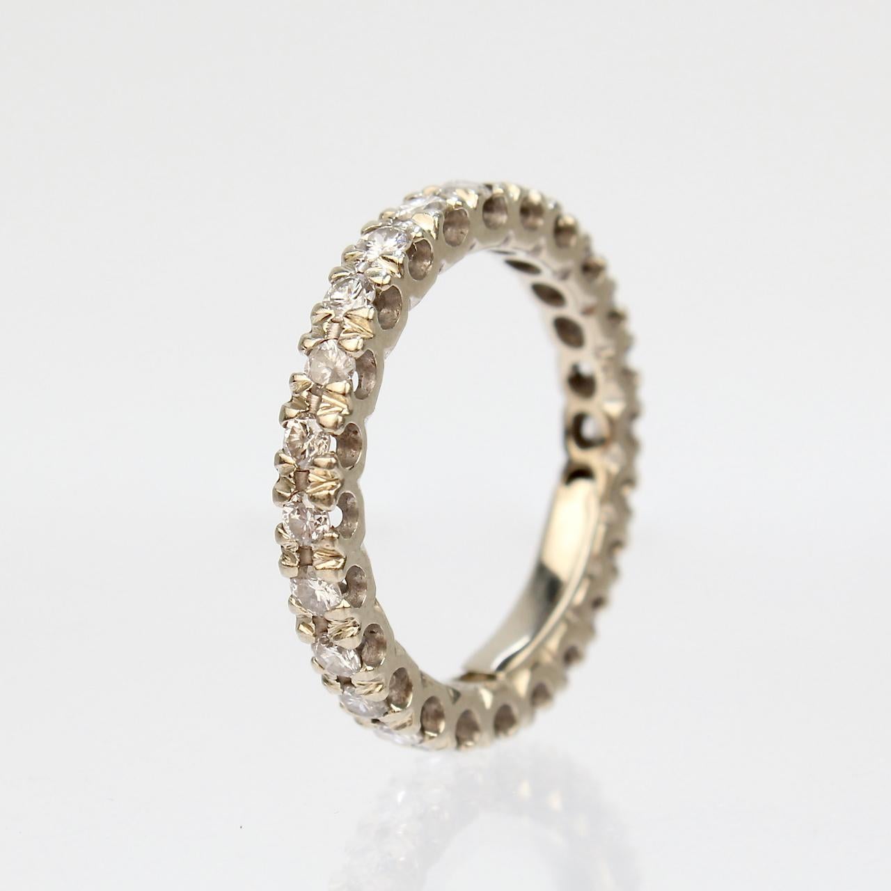 14 Karat White Gold and Diamond Eternity Band Wedding Ring For Sale 2