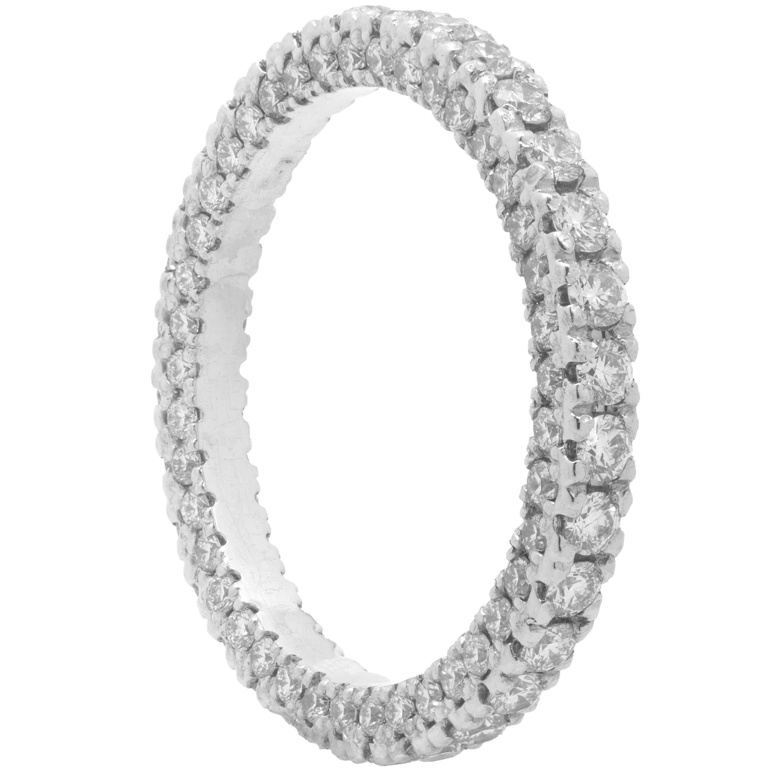 14 Karat White Gold Diamond Eternity Band with Side Diamonds In Excellent Condition For Sale In Scottsdale, AZ