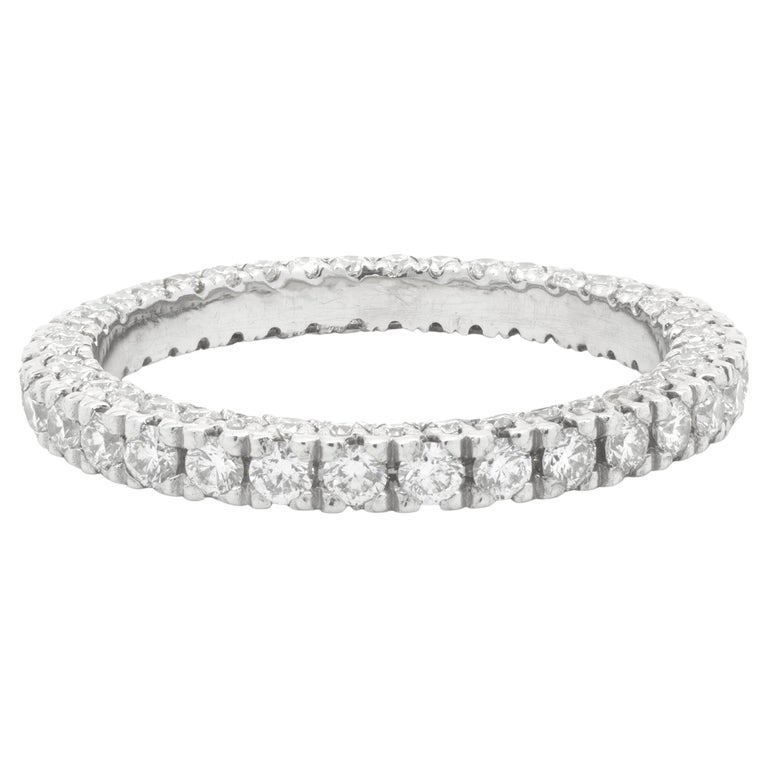 14 Karat White Gold Diamond Eternity Band with Side Diamonds For Sale ...