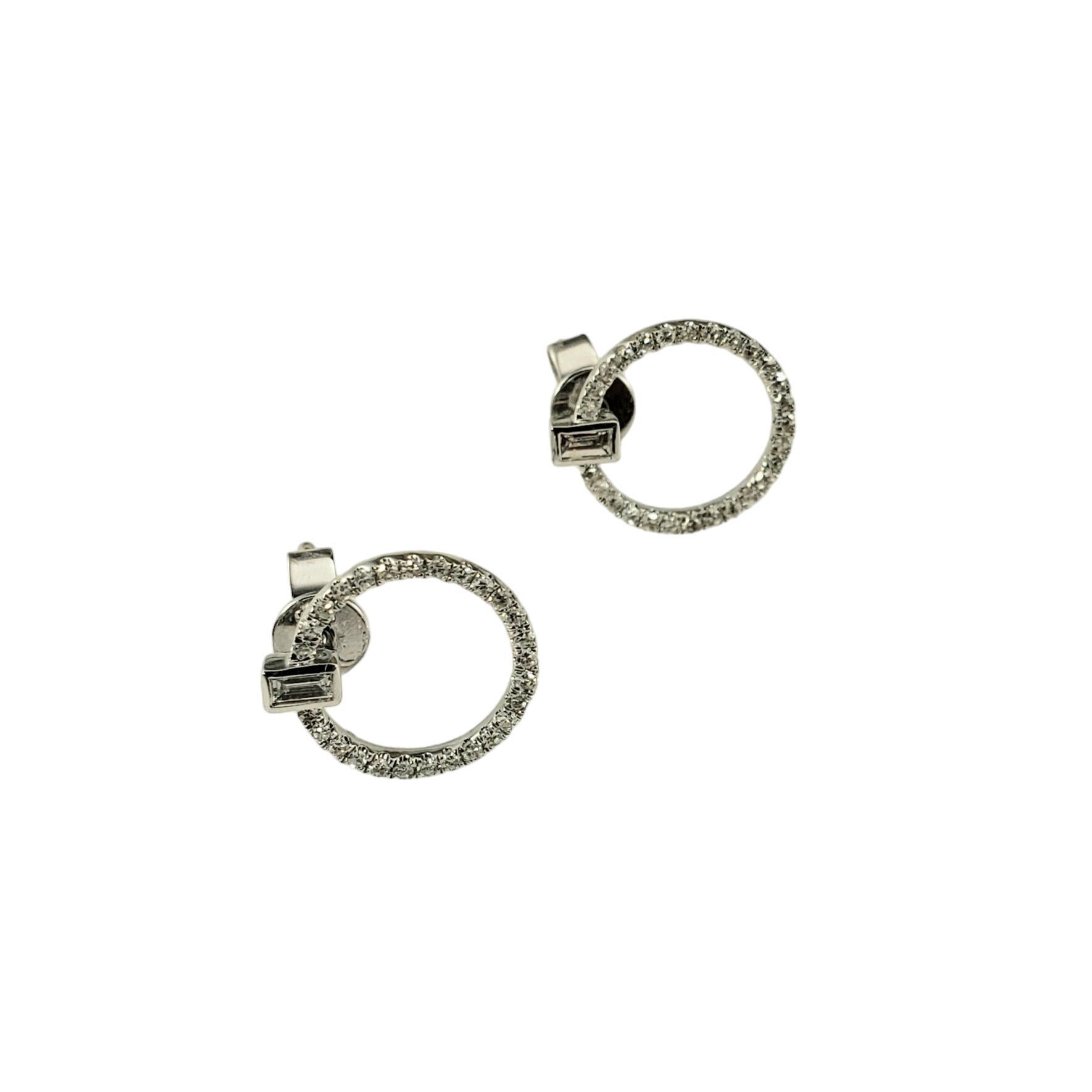 Round Cut 14 Karat White Gold Diamond Eternity Circle Earrings #18361 For Sale
