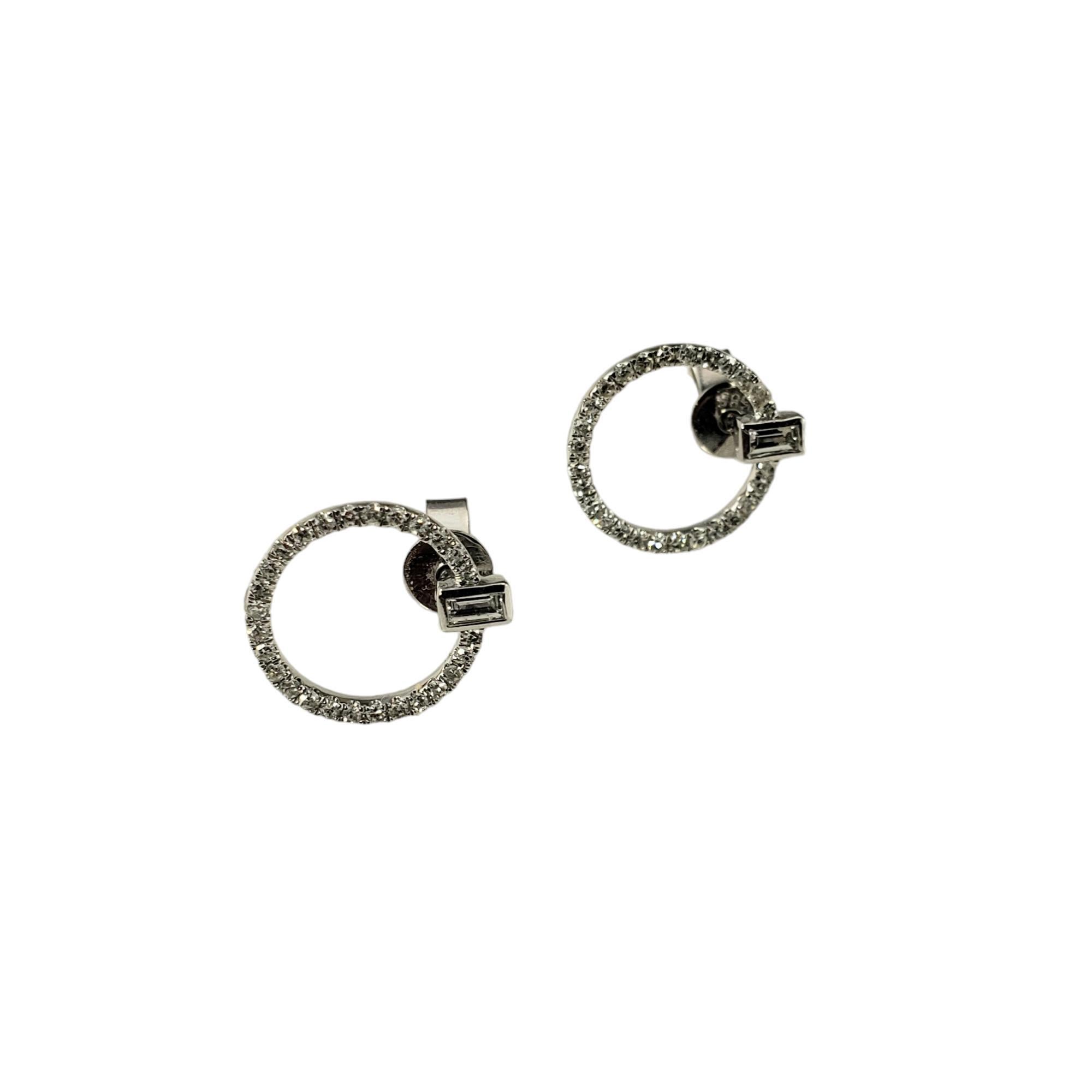 14 Karat White Gold Diamond Eternity Circle Earrings #18361 In Good Condition For Sale In Washington Depot, CT