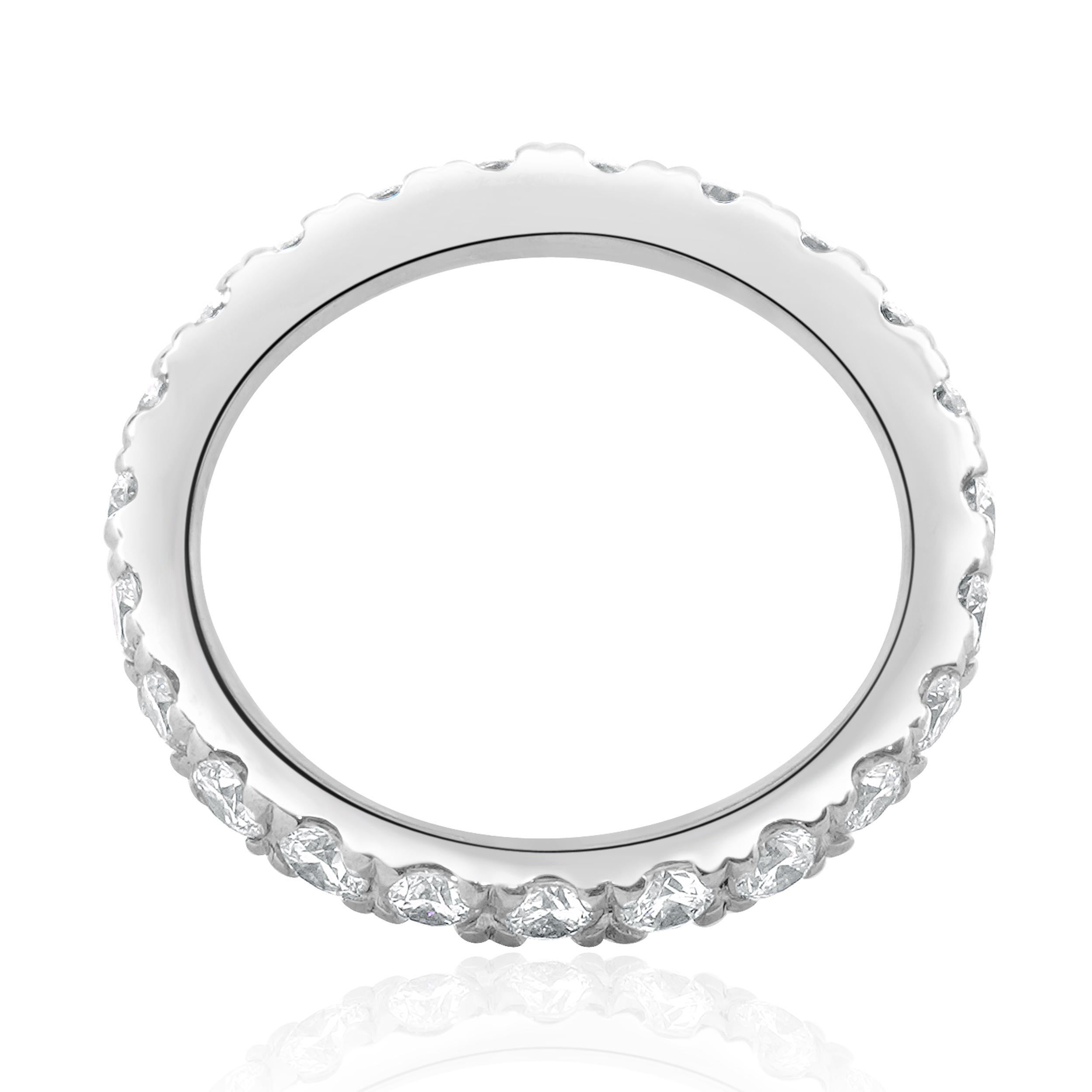 Anillo Eternidad Diamante Oro Blanco 14 Kilates Corte redondo
