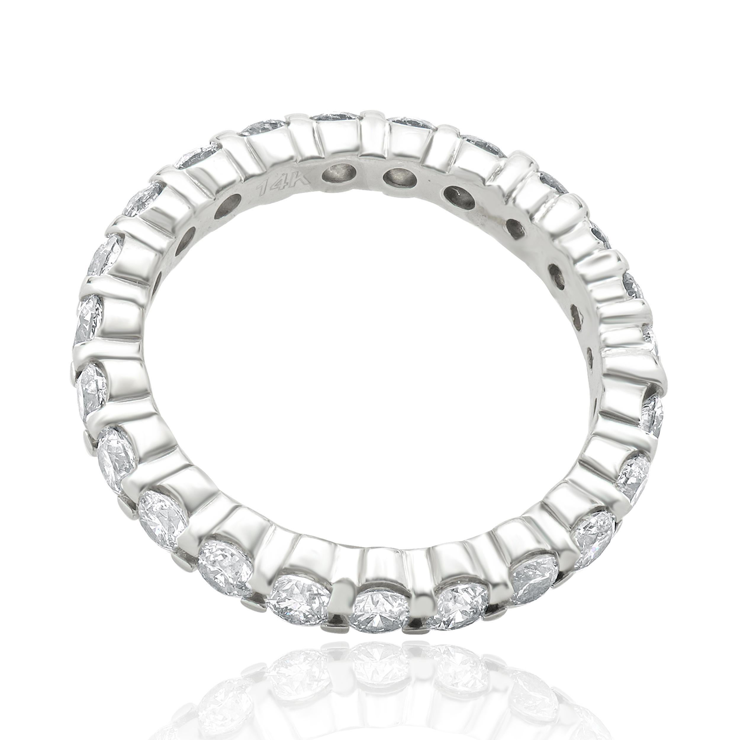 Round Cut 14 Karat White Gold Diamond Eternity Ring