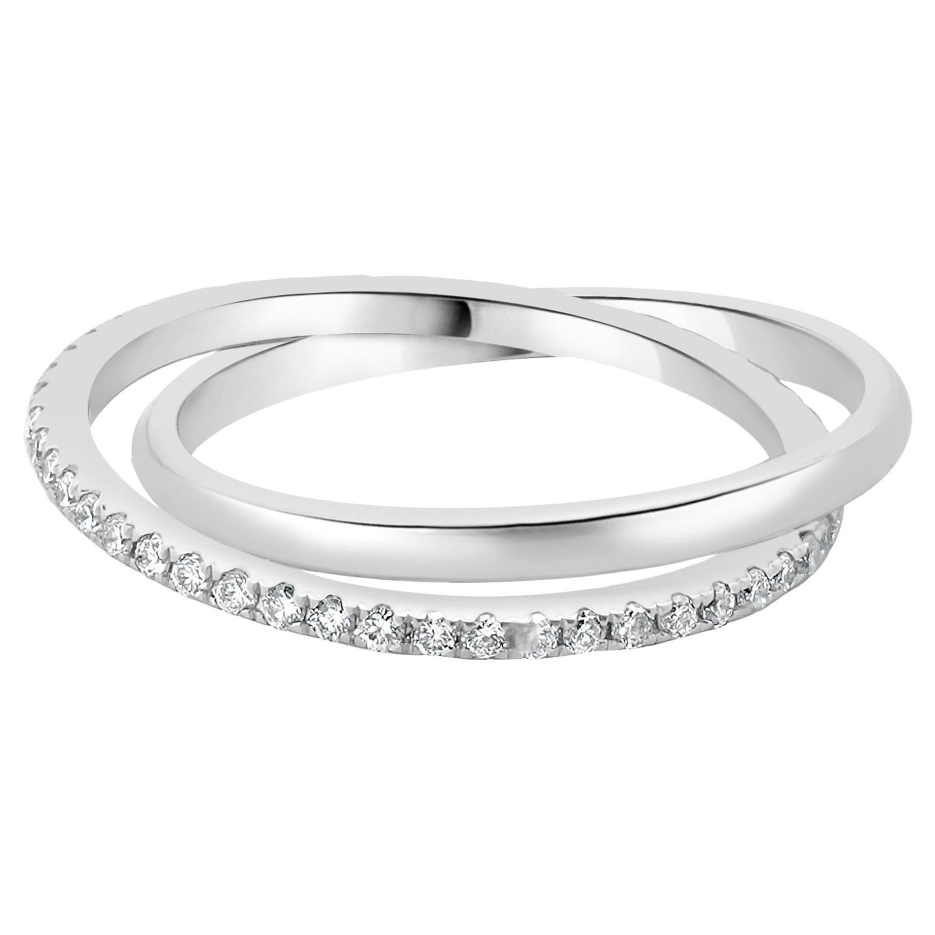 Anillo Rodante Eternidad Diamante Oro Blanco 14 Kilates