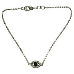 14 Karat White Gold Diamond Evil Eye Bracelet #18759