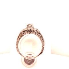 Feligree Setting 0.30 Carat Diamond as Center Stone Crafted in 14K White Gold