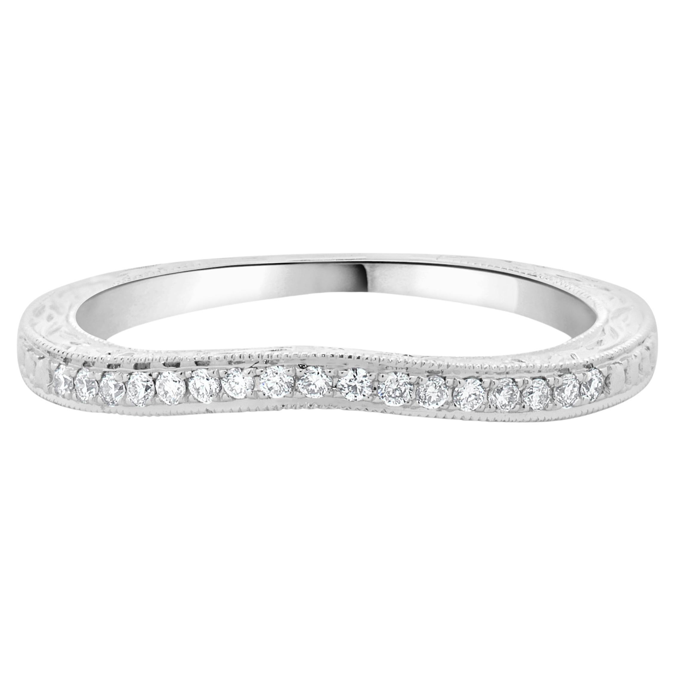Bracelet contour filigrane en or blanc 14 carats avec diamants