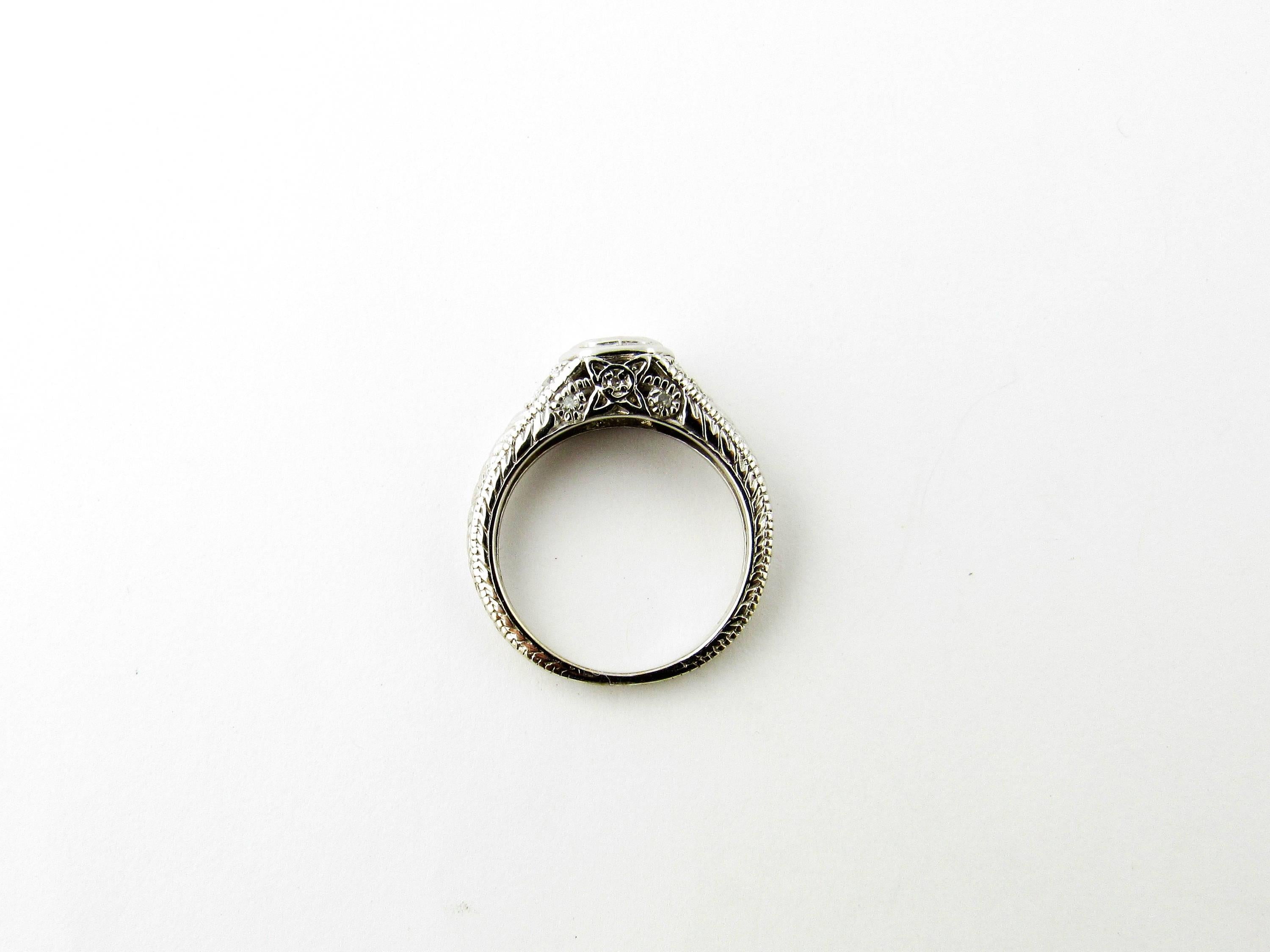 Women's 14 Karat White Gold Diamond Filigree Ring