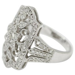 14 Karat White Gold Diamond "Filigree" Ring
