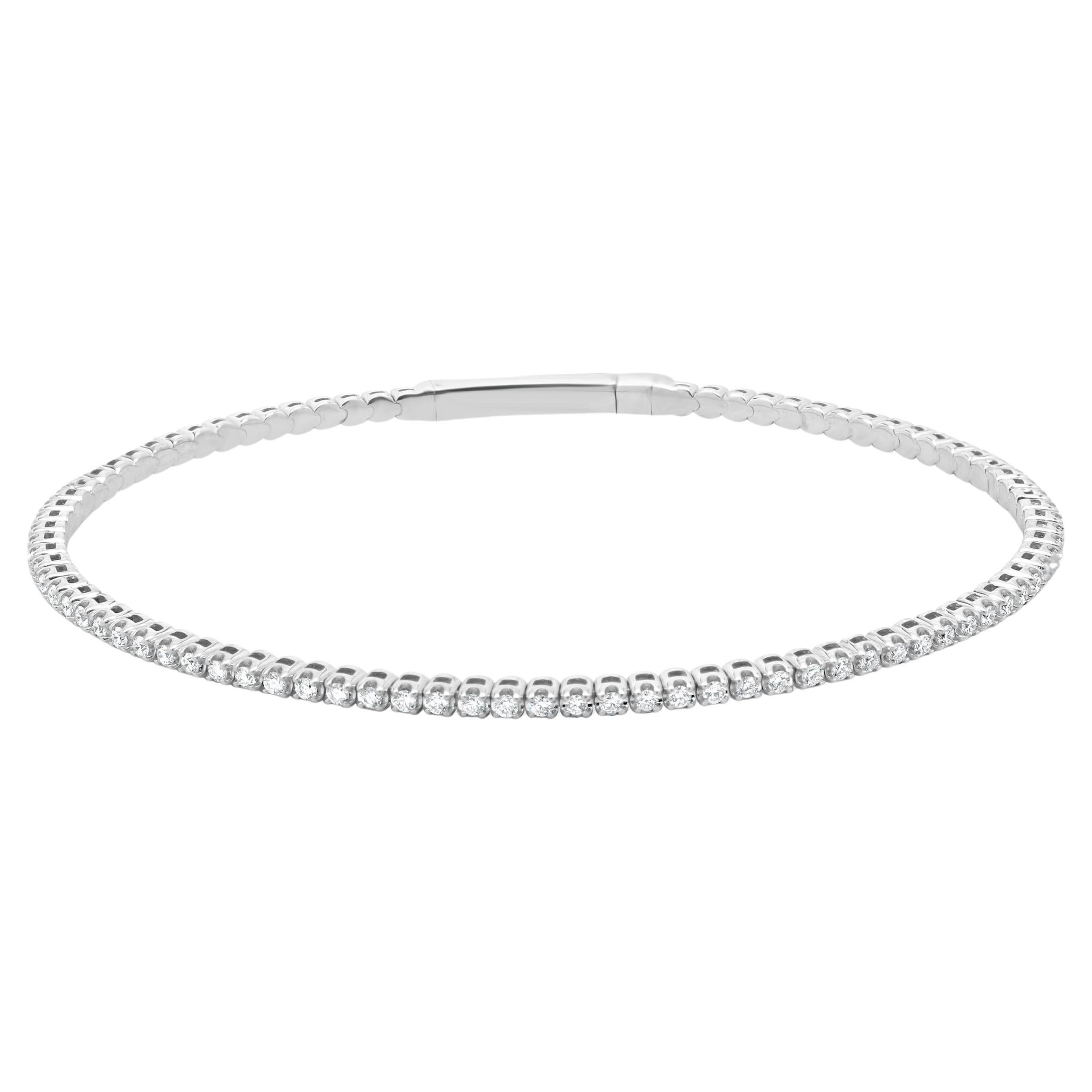 14 Karat White Gold Diamond Flex Bangle Bracelet