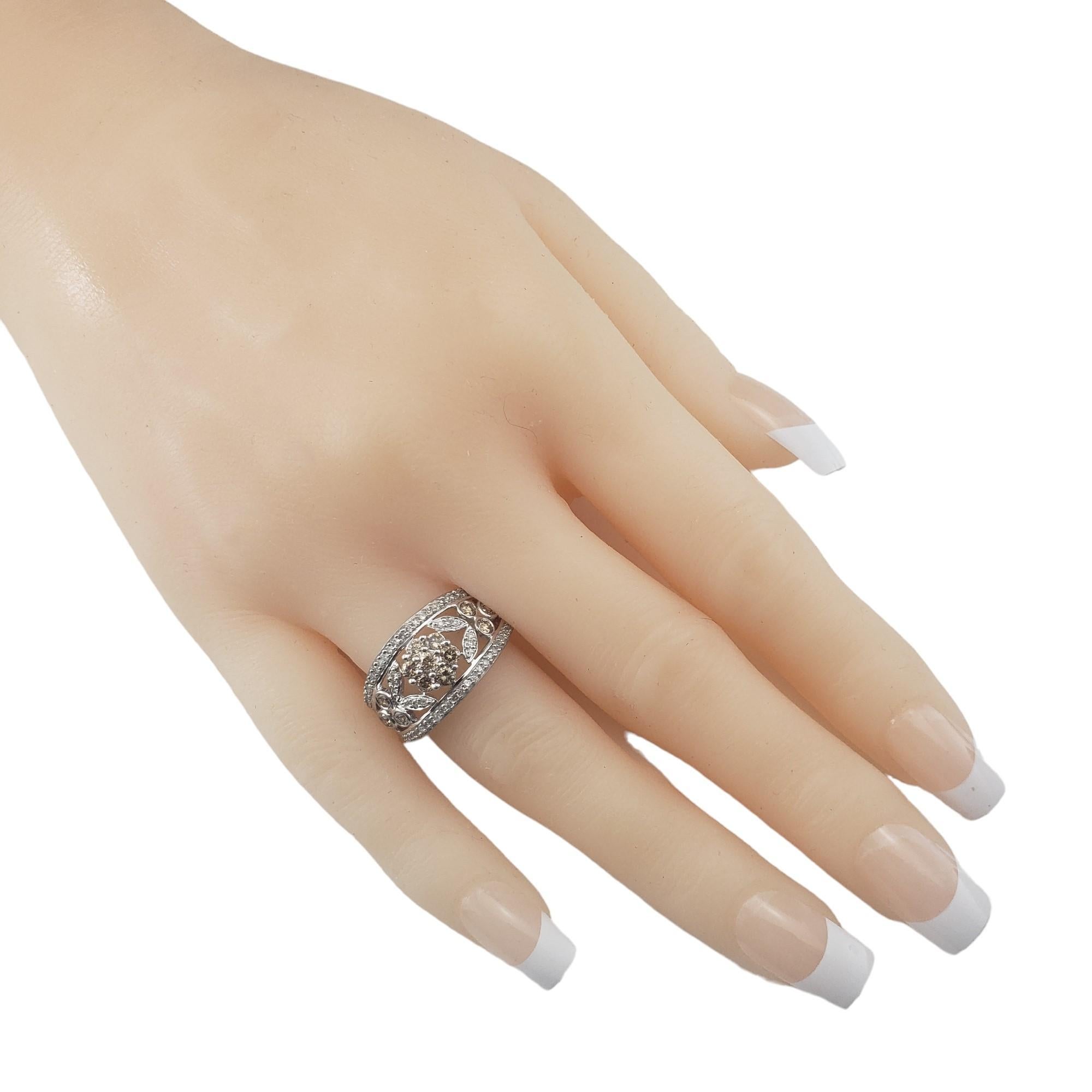 Women's 14 Karat White Gold Diamond Floral Band Ring Size 7.5 #16826 For Sale