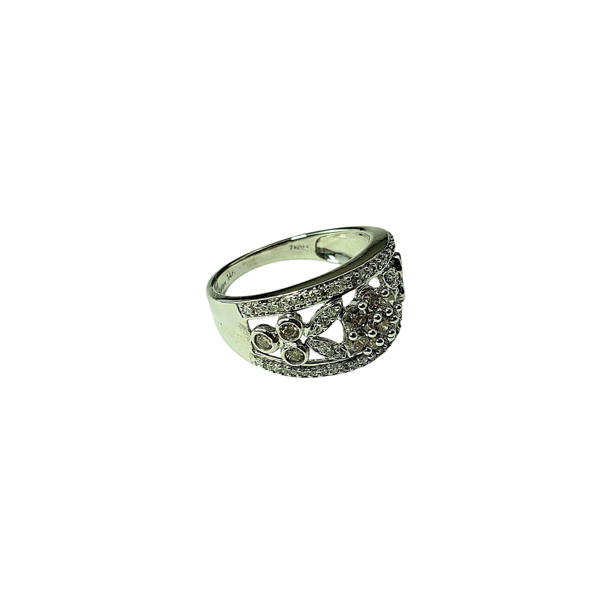 Taglio singolo Anello floreale con diamante in oro bianco 14 carati misura 9 #21452 in vendita