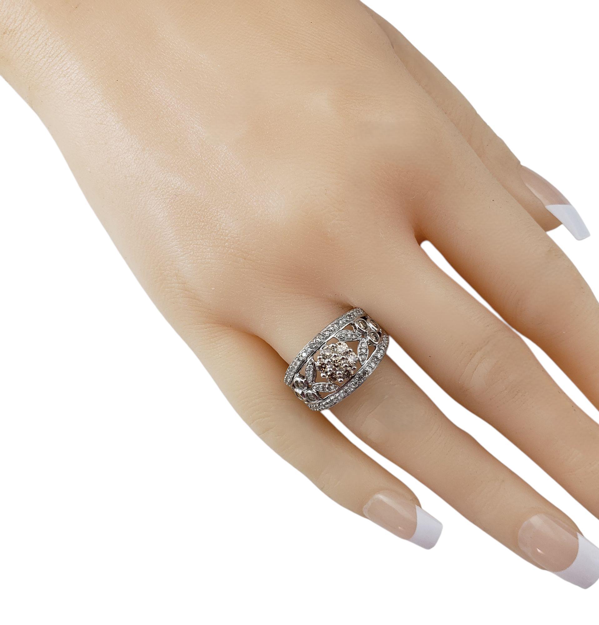 Anello floreale con diamante in oro bianco 14 carati misura 9 #21452 in vendita 1