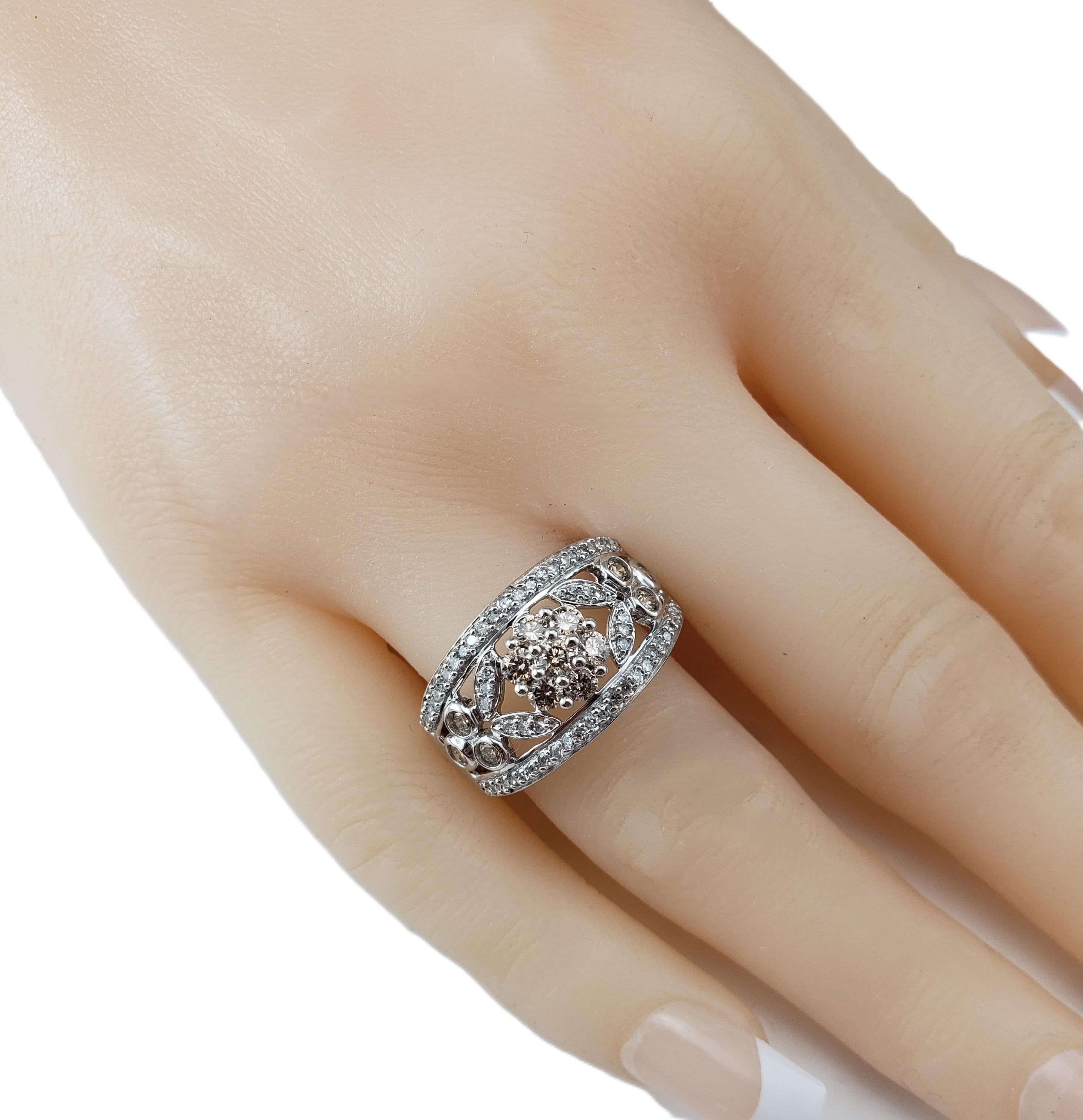 Anello floreale con diamante in oro bianco 14 carati misura 9 #21452 in vendita 2