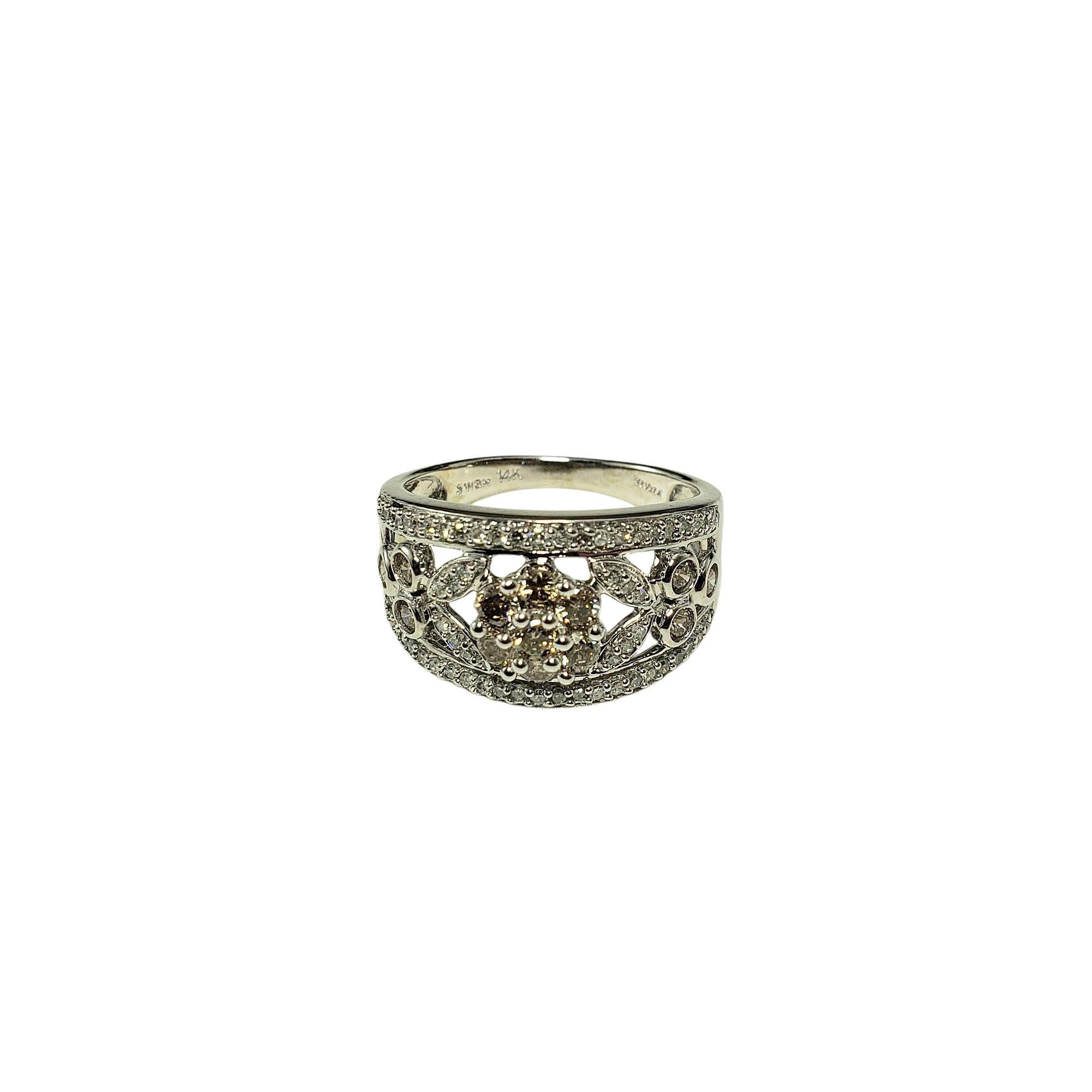 14 Karat White Gold Diamond Floral Band Ring Size 9 #21452
