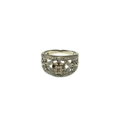 14 Karat White Gold Diamond Floral Band Ring Size 9 #21452