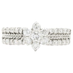 14 Karat White Gold Diamond Floral Cluster Ring