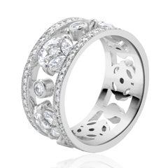 14 Karat White Gold Diamond Floral Station Cigar Band
