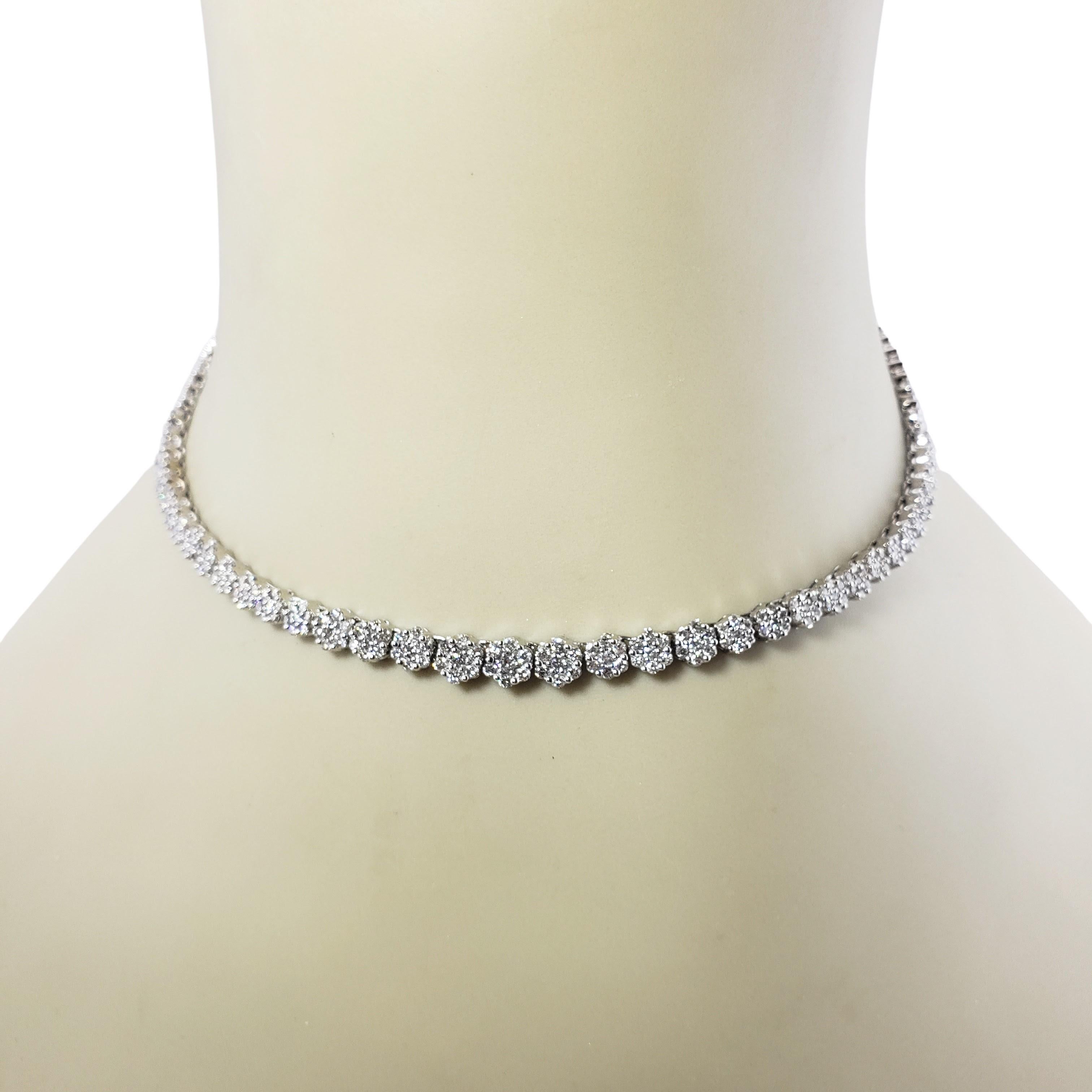 14 Karat Weißgold Diamant-Blumen-Choker-Halskette #12898 2