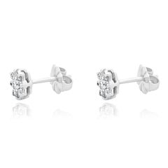 14 Karat White Gold Diamond Flower Cluster Stud Earrings