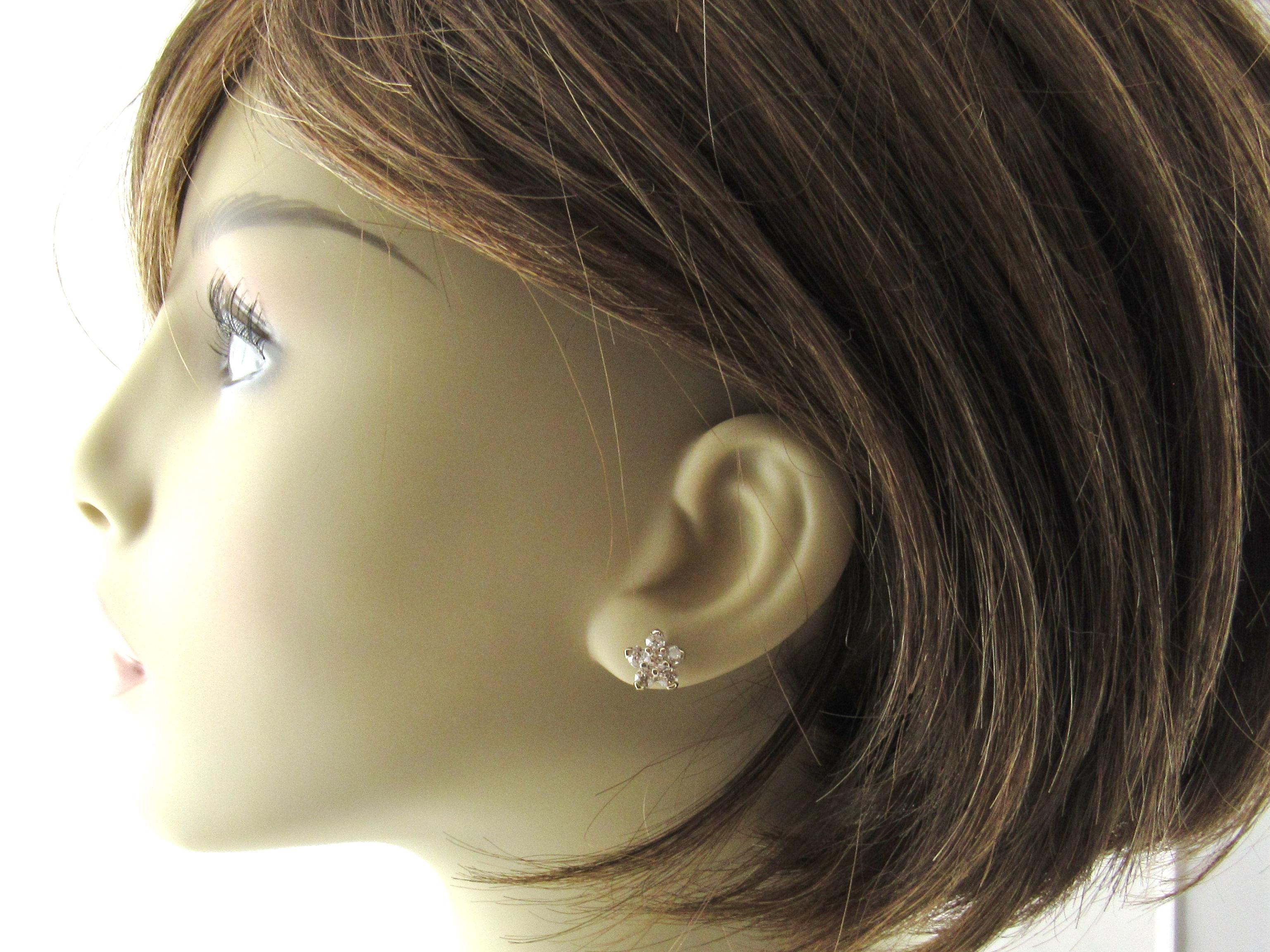 14 Karat White Gold Diamond Flower Earrings 1