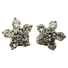 14 Karat White Gold Diamond Flower Earrings