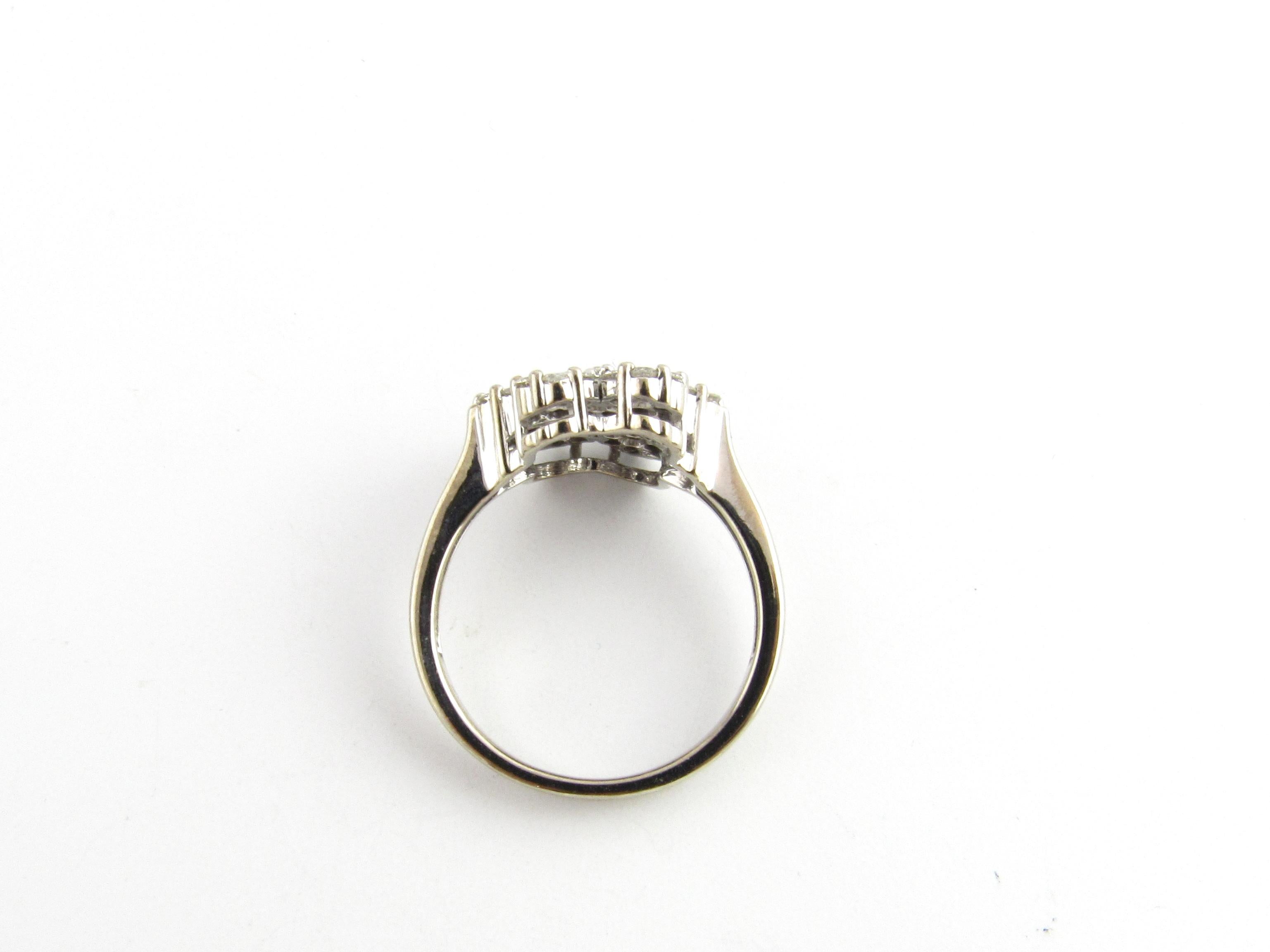 Women's 14 Karat White Gold Diamond Flower Ring