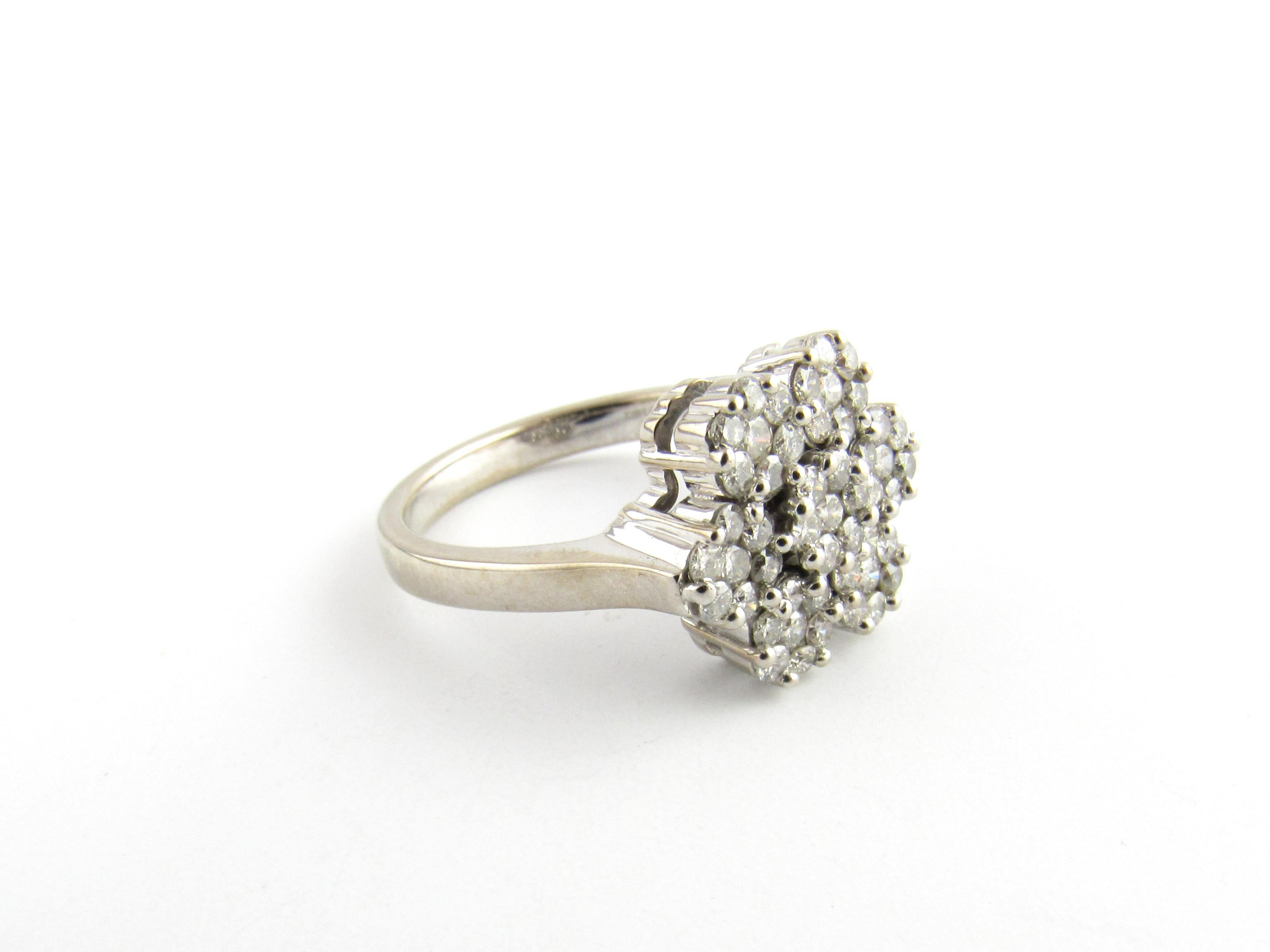 14 Karat White Gold Diamond Flower Ring 1