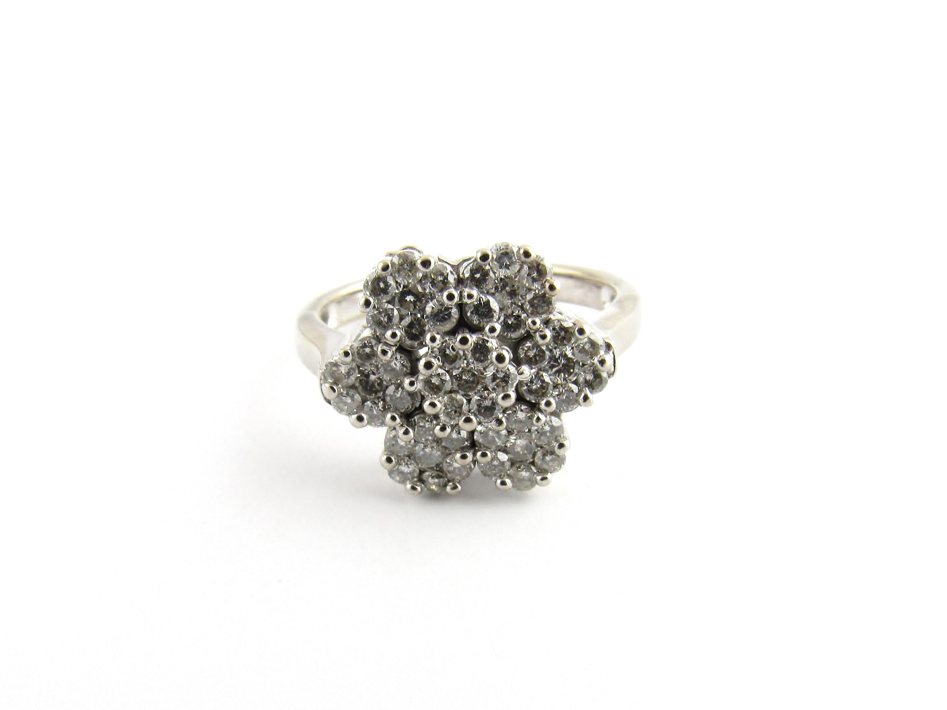 14 Karat White Gold Diamond Flower Ring 2