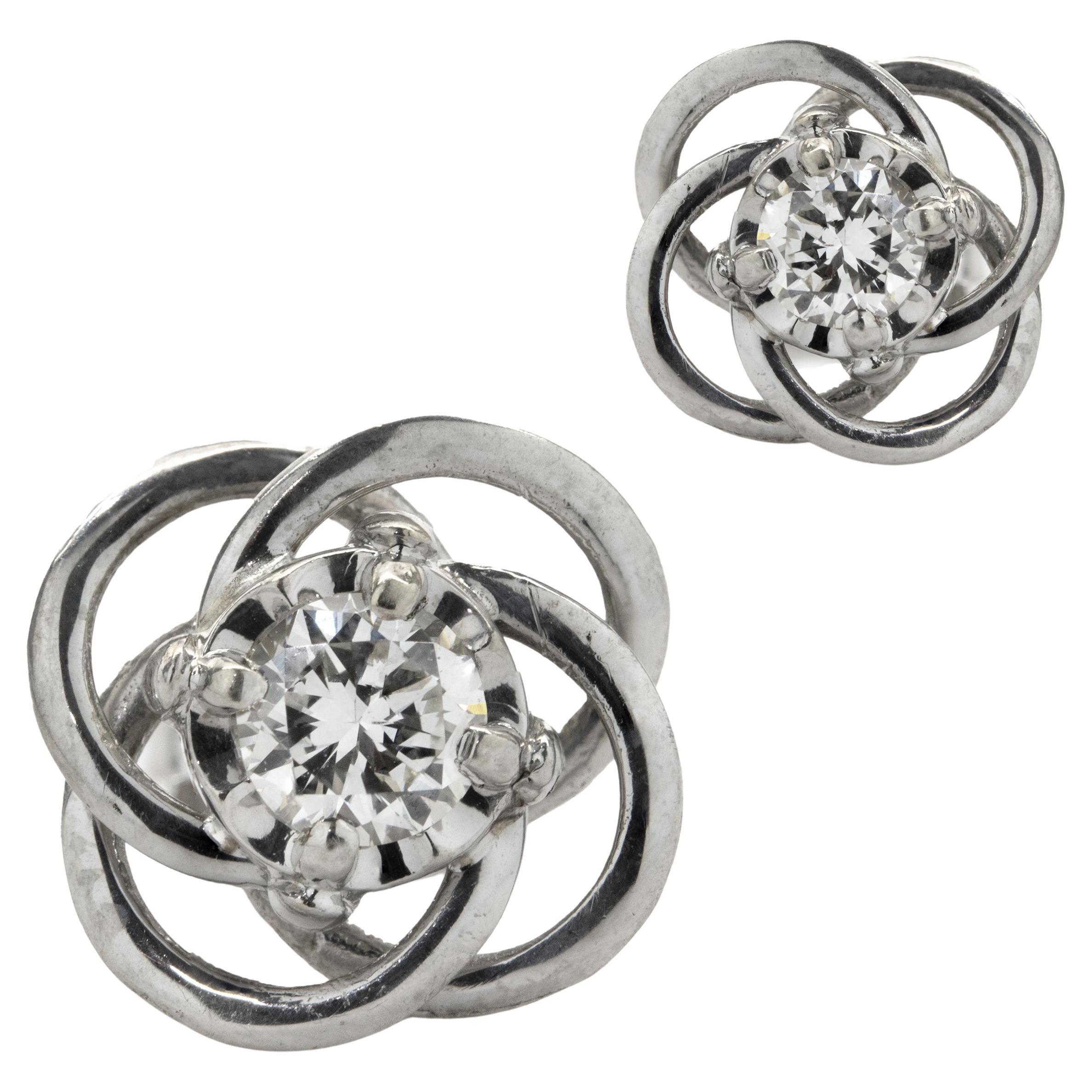 Cartier Flower Diamond White Gold Stud Earrings at 1stDibs cartier flower earrings