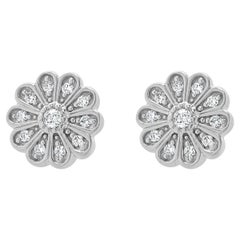Pendientes Flor de Diamantes de Oro Blanco de 14 Kilates