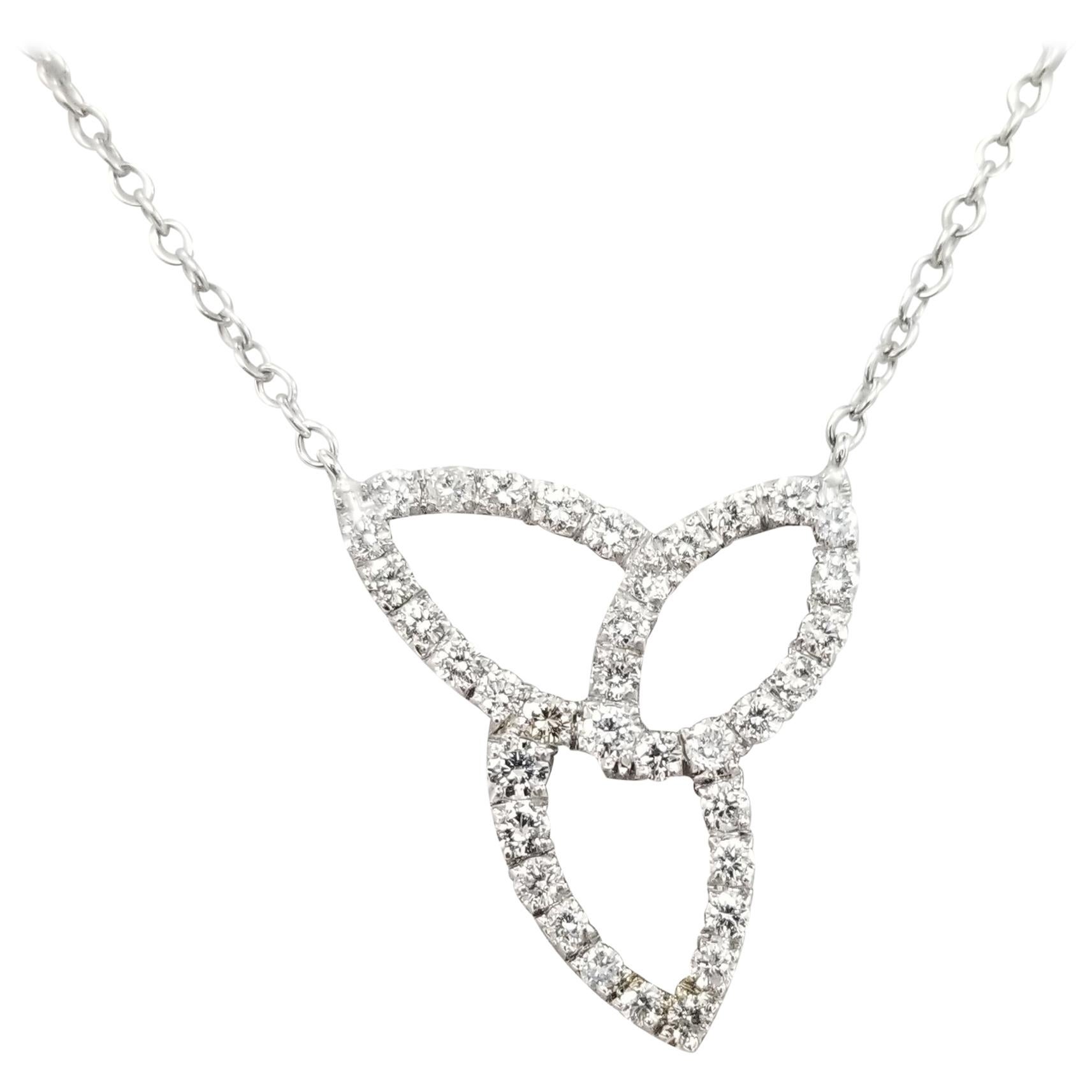 14 Karat White Gold Diamond Free Form Necklace For Sale