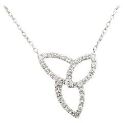 14 Karat White Gold Diamond Free Form Necklace