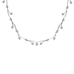 14 Karat White Gold Diamond Freeform Collar Necklace