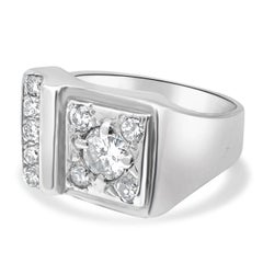 14 Karat White Gold Diamond Gents Fashion Ring