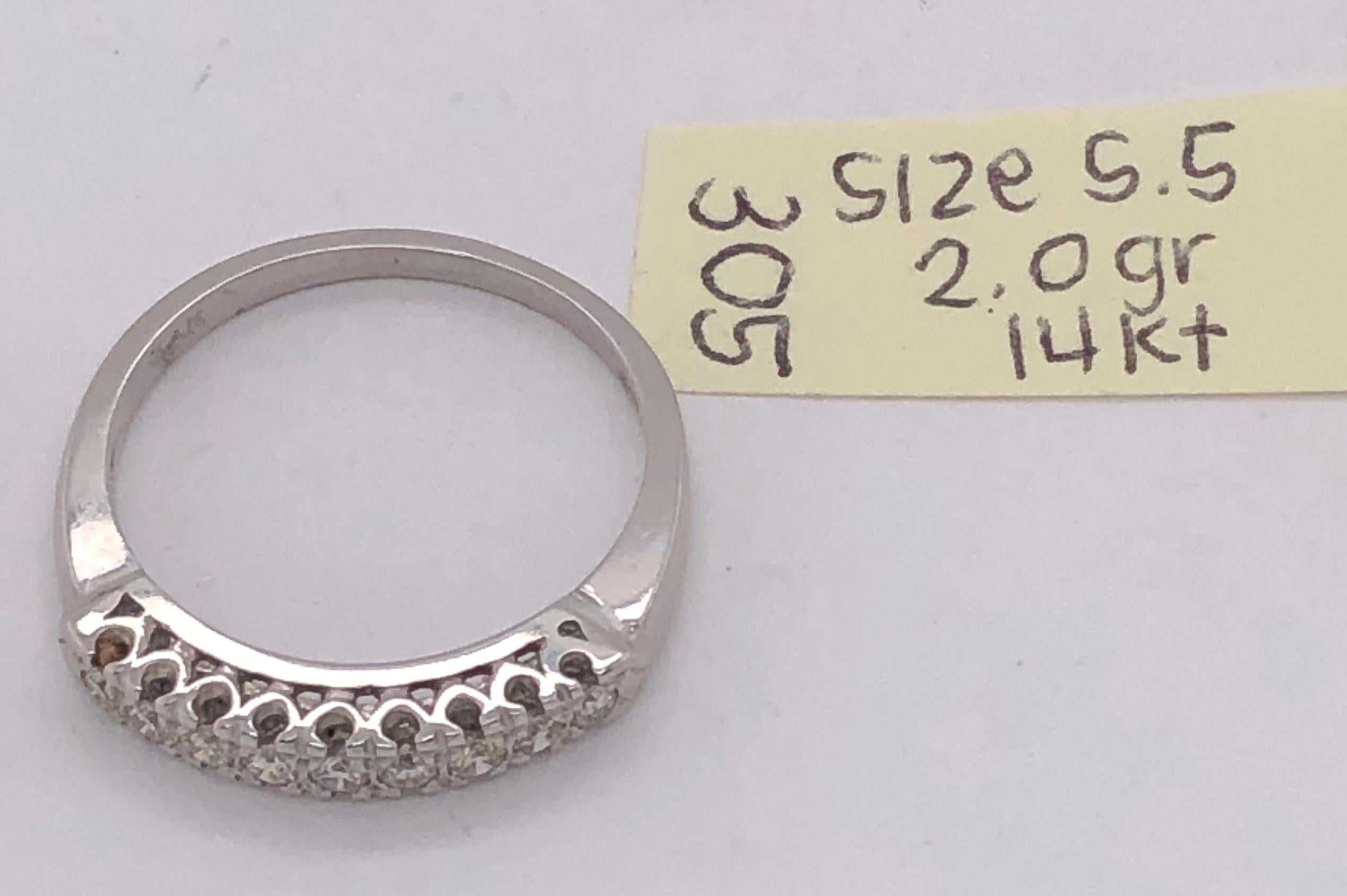 14 Karat White Gold Diamond Half Anniversary Bridal Ring / Wedding Band For Sale 6