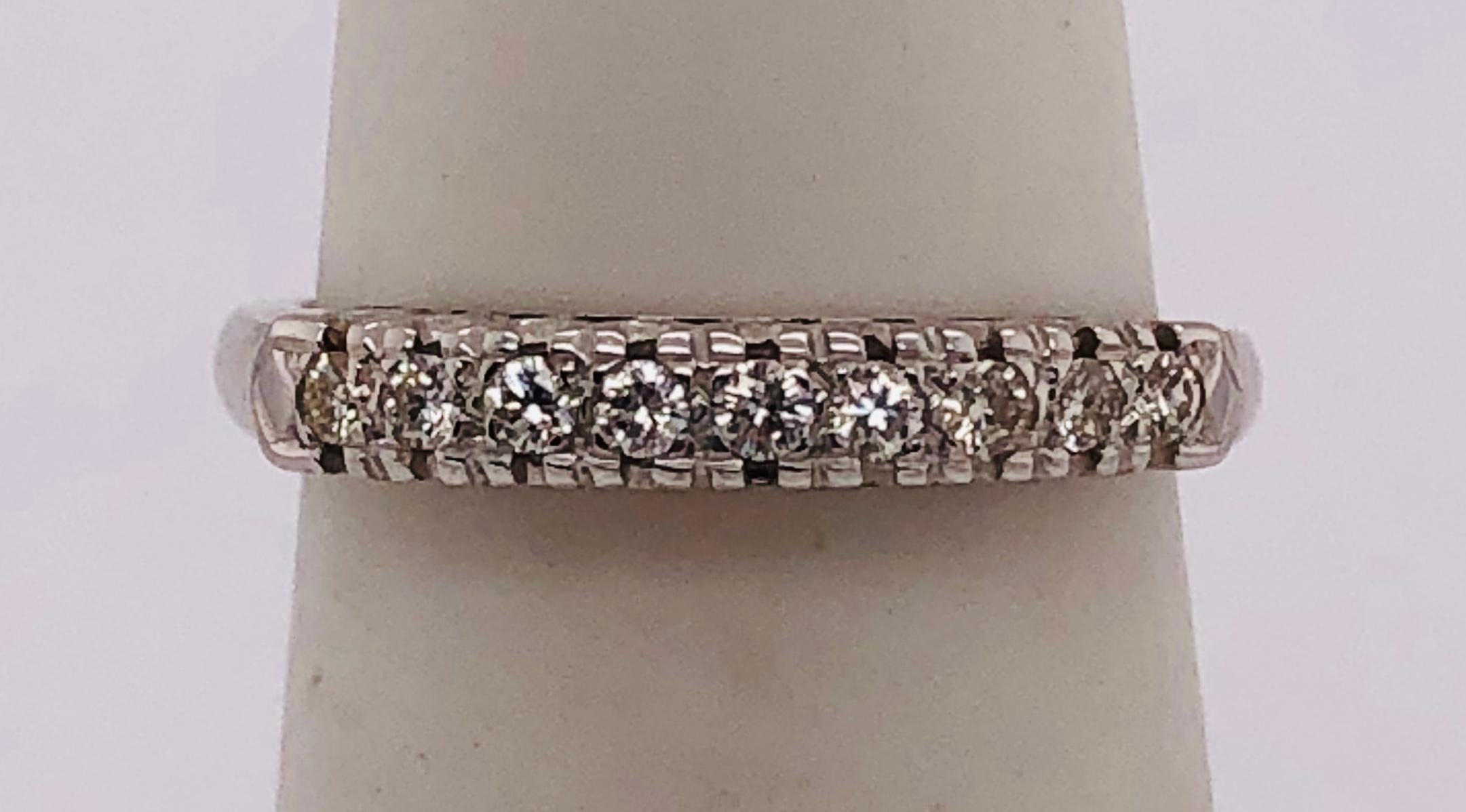 Women's or Men's 14 Karat White Gold Diamond Half Anniversary Bridal Ring / Wedding Band For Sale