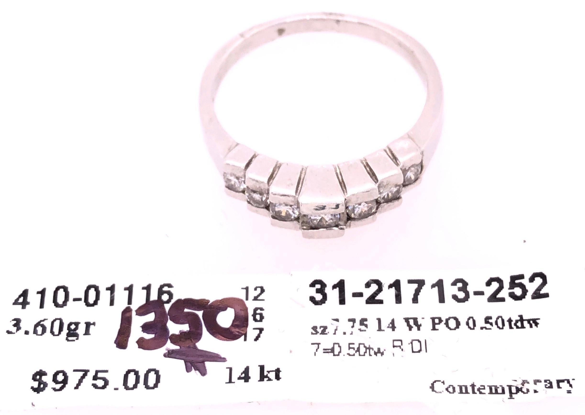 14 Karat White Gold Diamond Half Anniversary Bridal Wedding Ring For Sale 2
