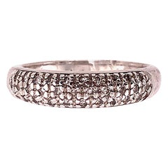 Used 14 Karat White Gold Diamond Half Anniversary Ring Wedding Bridal Band